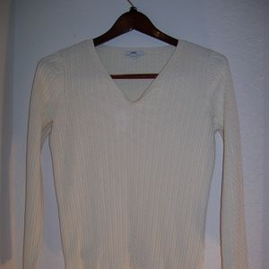 Anne Klein Sport Cable Knit V Neck L/S  Sweater L